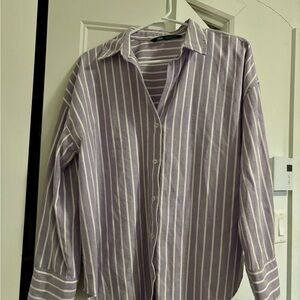 Zara Purple Striped Shirt